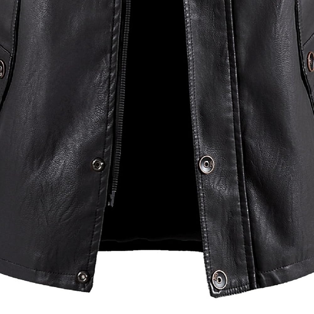 Gsywaipei Men's Punk PU Jacket Stand Collar Zipper PU Jacket